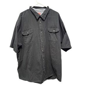 Wrangler Mens 3XL Black Comfort Flex Short Sleeve Button Down Shirt HSB8MHA